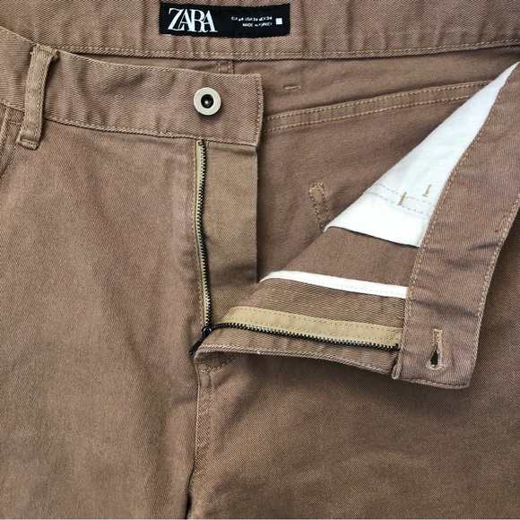 Zara Camel Tan Mom Fit Ankle Crop High Rise New Generation Jeans Women’s Size 34 - Picture 9 of 14